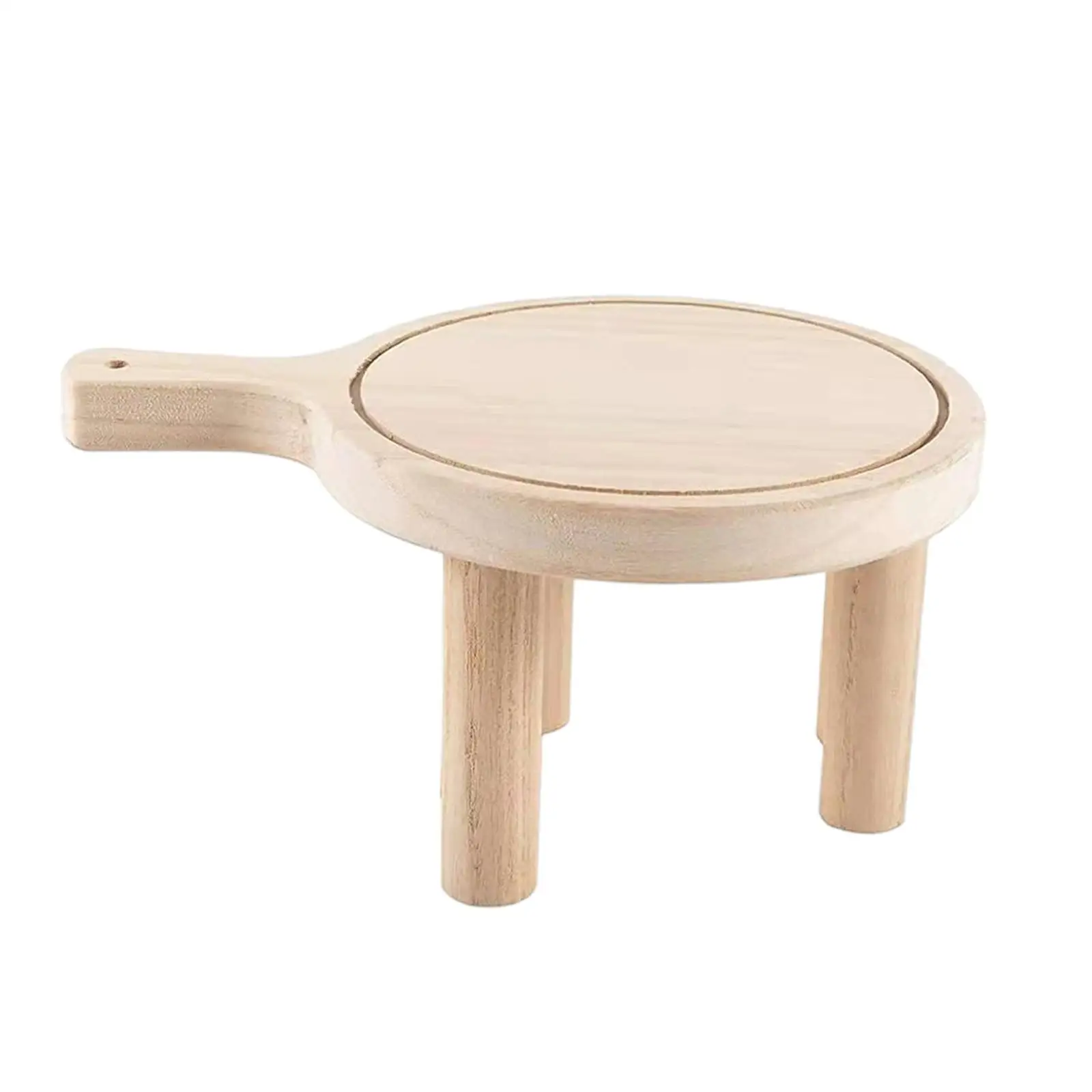 Mini tabouret rond en bois, support de plante en bois, porte-pot de style mid-century pour