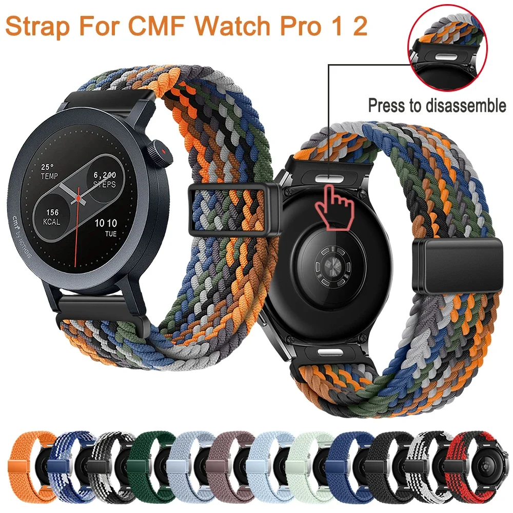 

Ремешок 22 мм для CMF Watch Pro 1 2 Sport Breatbale Мужчины Женщины Нейлоновый плетеный магнитный браслет Bukcle для CMF Watch Pro 2 1 Браслет