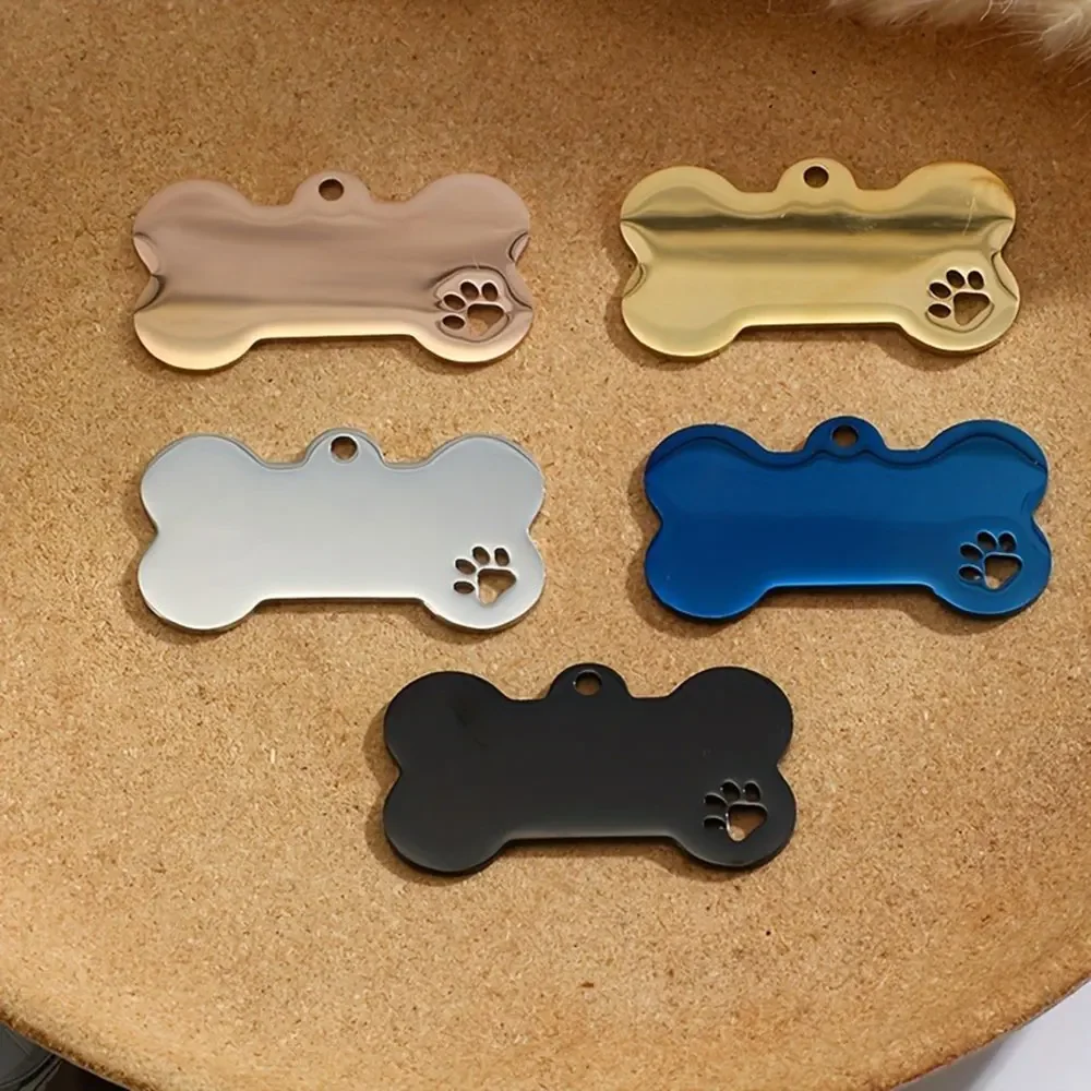 10Pcs Paw Stainless Steel Bone Keychain For DIY, Blank Tag ID Dogs, Custom Logo, Pet Dog Tag, Collar Accessories, Key Charm