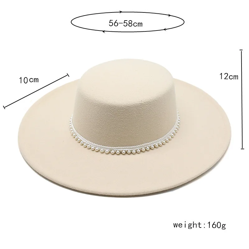 spring autumn fashion 2022 Women\'s cap hats pearl fedoras wide brim hat designer chapel beach elegant Wedding picture hat round