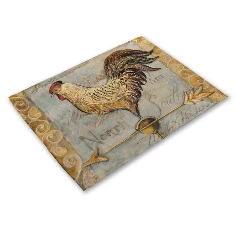 Popular Linen Printed Easter chicken table place mat Cloth placemat dining tea coaster kitchen Table decoration and accessories