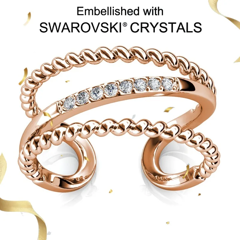 

Daisini Кольца из стерлингового серебра 925 пробы с покрытием из розового золота 18 карат с кристаллами Сваровски Блестящие обручальные ювелирные украшения