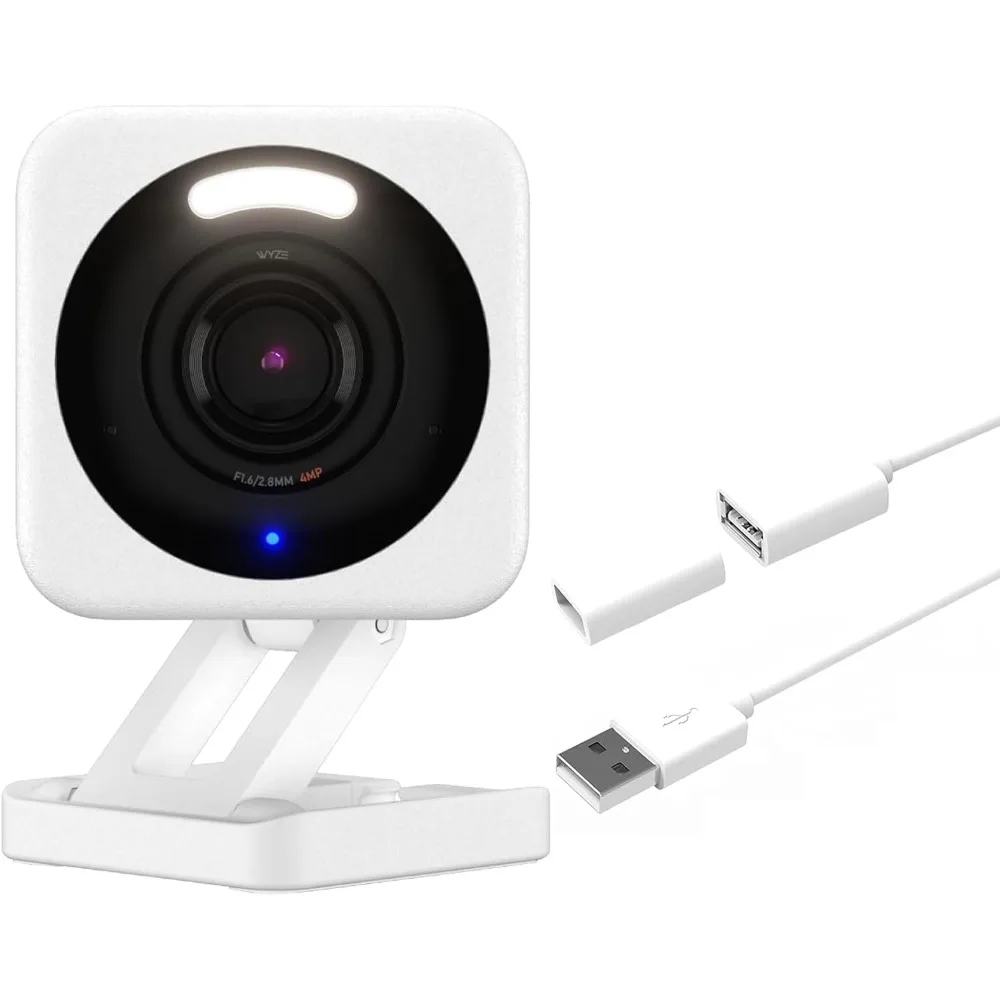 

v4 с 20-футовым удлинителем, 2,5k qhd ip65 внутренняя/наружная камера домашней безопасности с ночным видением, прожектором и сиреной, двусторонней аудиосвязью,