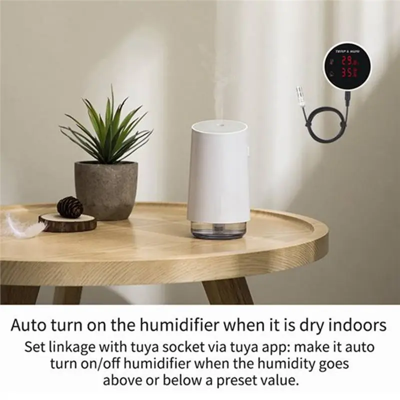 B50B Tuya Zigbee Temperature Humidity Sensor with LED Display, Alarm for Seedling Fermentation Animal Breeding, EU Plug