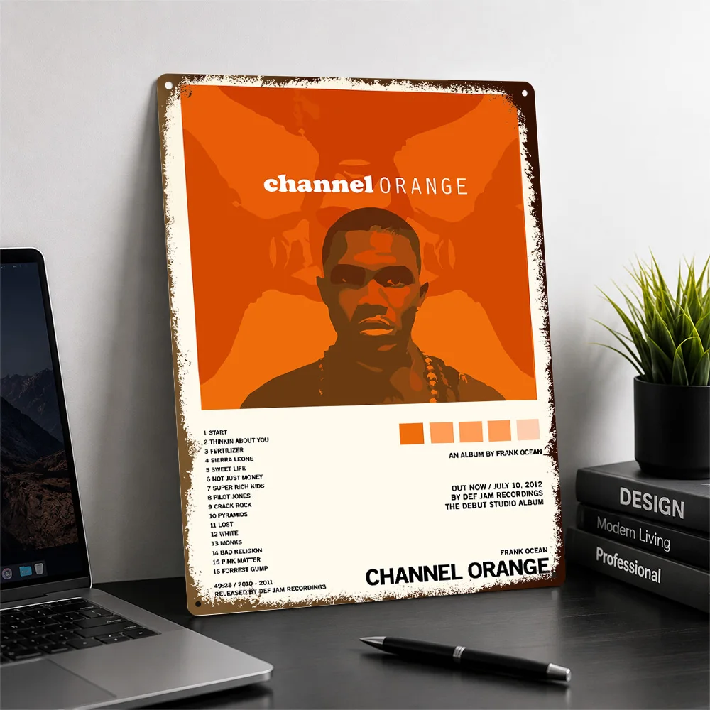Frank Ocean Channel Orange Portrait Textured Metal Poster Graphic Wall Art For Bedroom Personalized Aluminum Sign Birthday Gift
