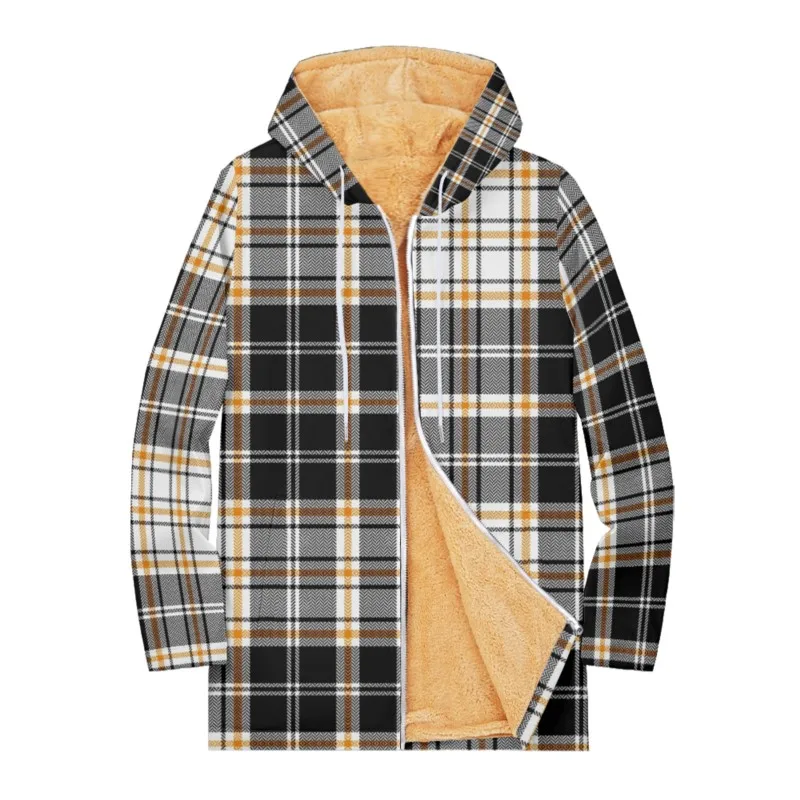 Men's Fleece Long Sleeve Zipper Hoodies Parkas Plaid Pattern Vintage Coat Jacket For Men/Women Winter Outerwear