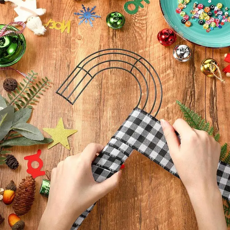 홈 데코 크리스마스 화환 프레임 공예 화환 금속 프레임, 가정용 캔디 케인 J 모양 크리스마스 DIY 장식 화환 베이스, 1 개