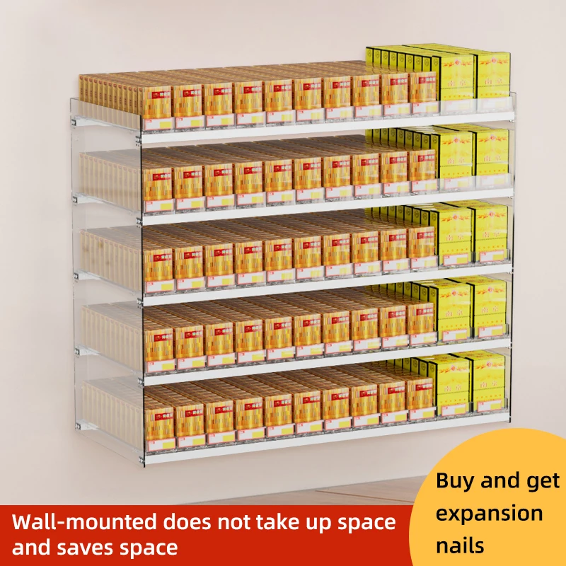 Cigarettes Display Stand Holder with Automatic Pusher Rack Supermarket Store Smoke Holder Cosmetic Nail Polish Ladder Rack Shelf