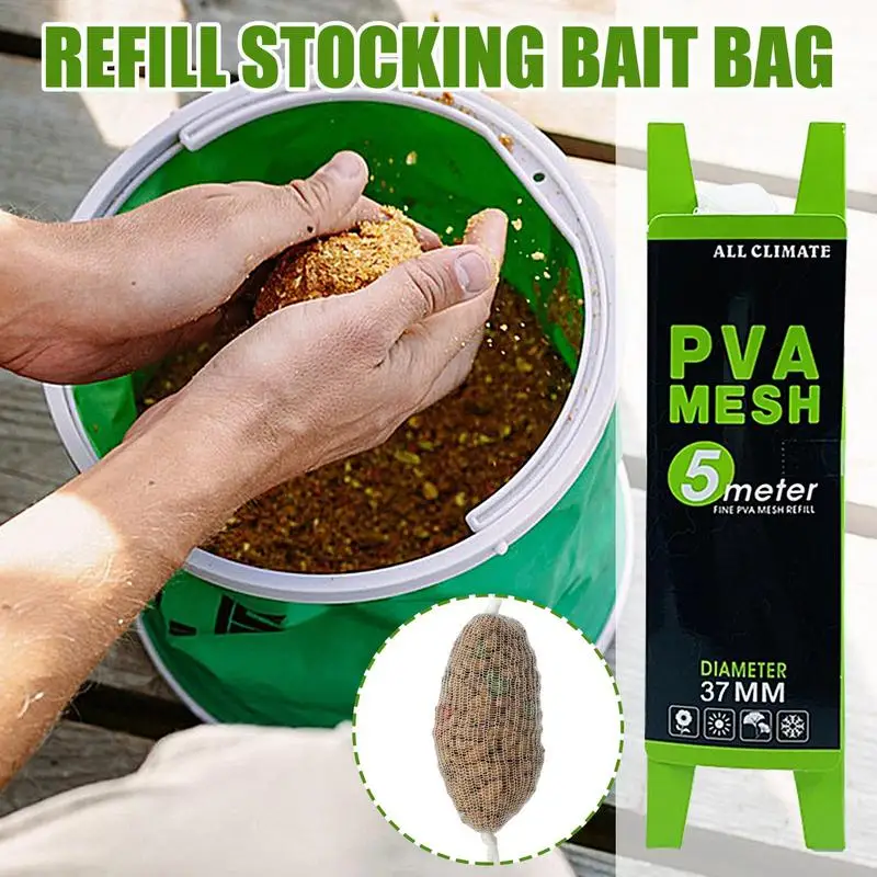 PVA Mesh Bait Bags Quick Water Soluble Fishing Wrap Bait Bag Stocking Bags For Tackle Carp Fishing Fishing Equipment Bait Net