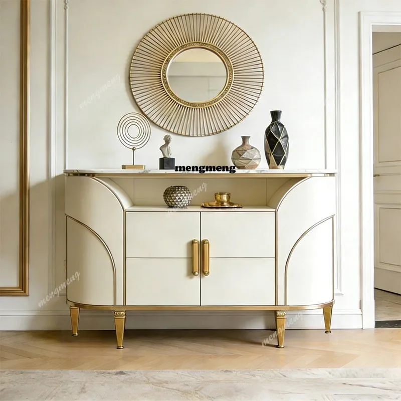 

Italian light luxury minimalist entrance cabinet dining side cabinet living room modern high-end wall decorative locker