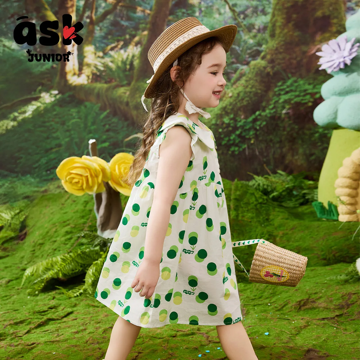 اسأل فستانًا صيفيًا للفتيات الصغيرات مطبوعًا من القطن اللطيف #6