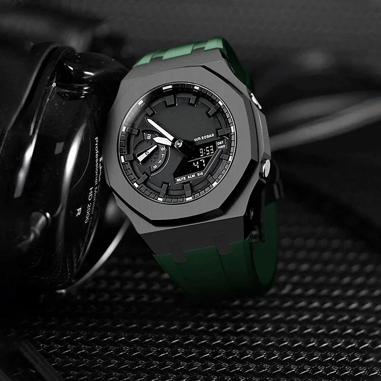 Gen4 طقم عصري لـ GA2100 إطار معدني كاسيو تعديل GEN4 جيل ساعة مطاطية حافظة حزام من الفولاذ المقاوم للصدأ GA 2100/2110