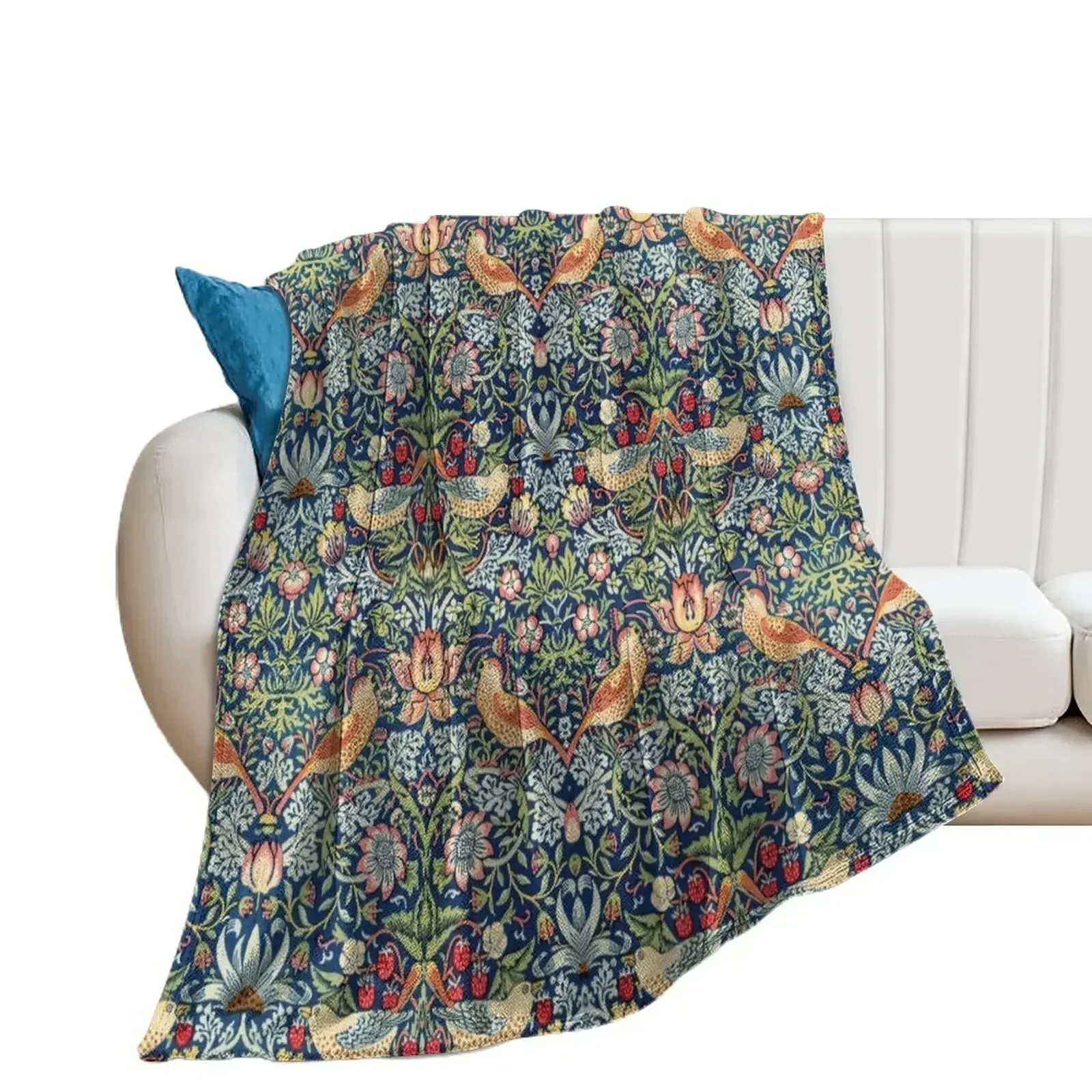 

William Morris Pattern HD - The Strawberry Thieves Throw Blanket for sofa Sofa Throw Sofas Bed Blankets