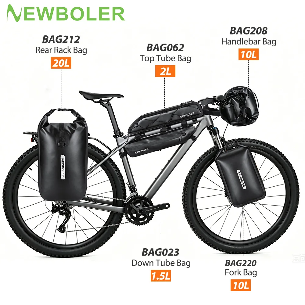 NEWBOLER Waterproof Bikepacking Bike Bag Set Bicycle Travel Bag For MITB Bike Road Bike Long-Distance Touring Cycling Accessorie