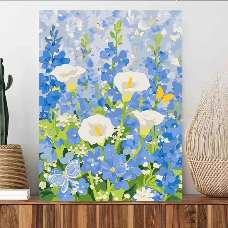 

Цветы и бабочки красивые цифровые картины для домашнего декора, подарок, цифровая картина маслом, набор холста