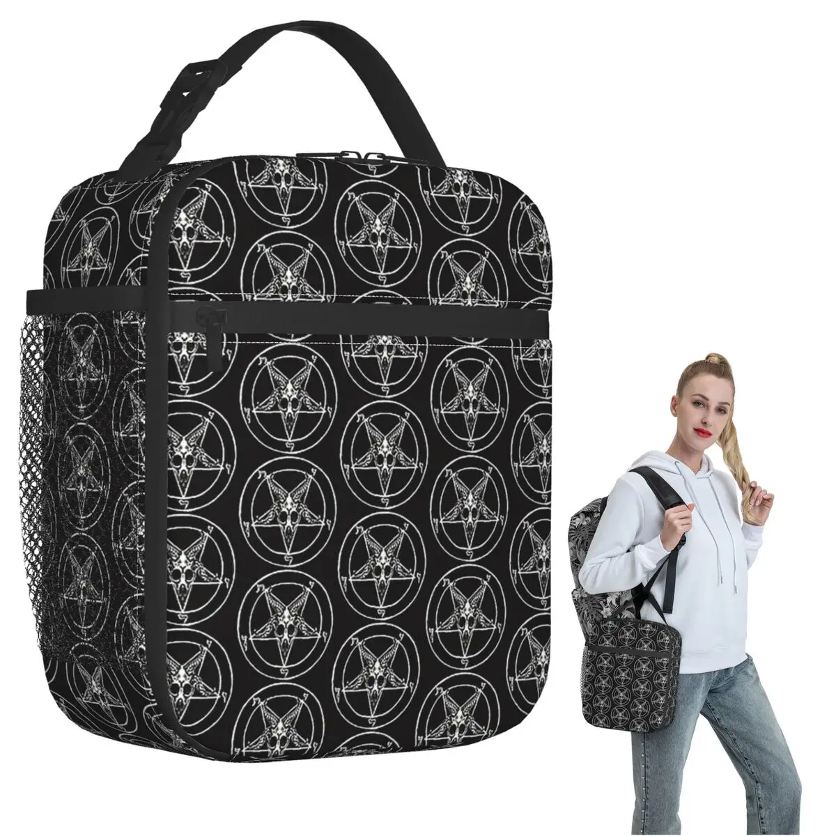 Baphomet Pentagram Insulated Lunch Bag for Women Kids Portable Food Boxes Thermal Lunch Box Tote