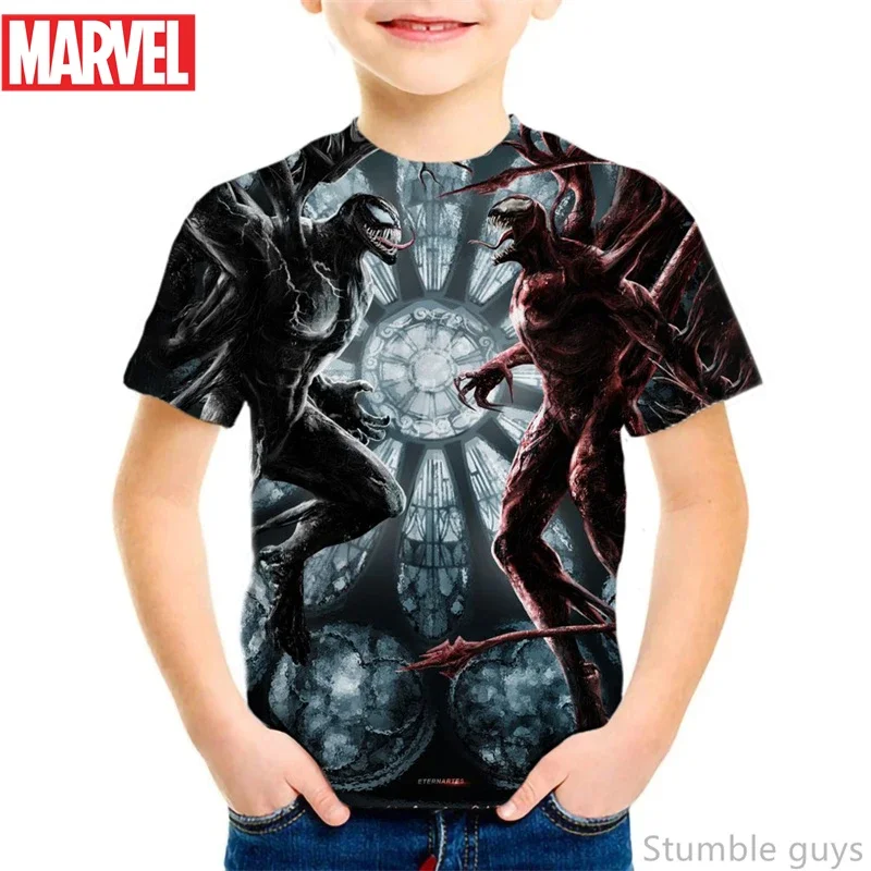 

Children's Marvel Venom 3D Printed T-shirt - Summer Boys & Girls Soft Quick-Drying Breathable Round-neck Short-Sleeved T-shirt