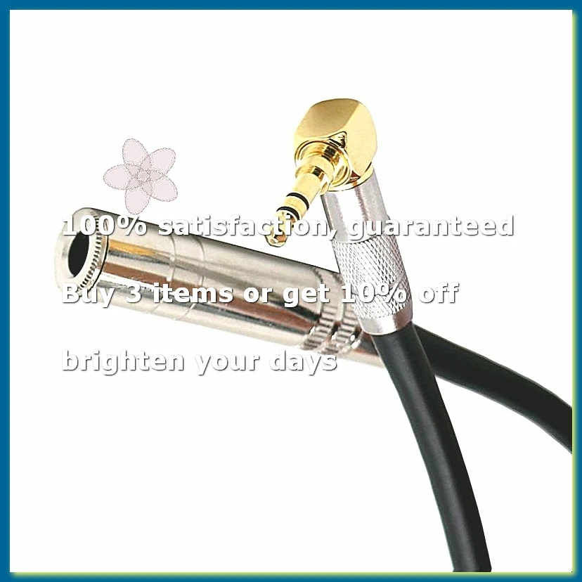 6.35 Female Stereo to 3.5 Male Plug Jack Stereo Hifi Mic Audio Extension Cable Short 90 Degree Angled Audio Line cableA09G