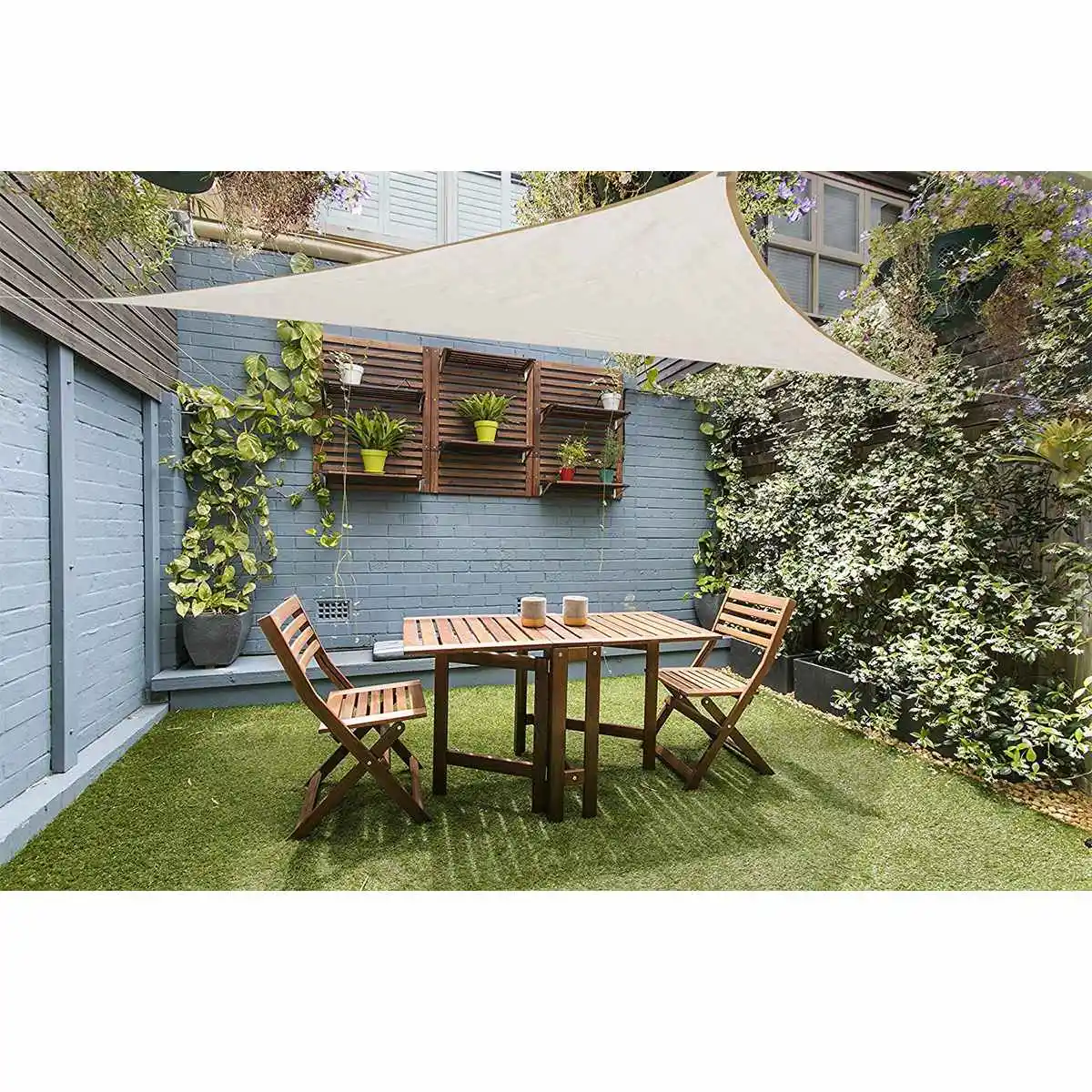 Toldo de tela de poliéster Oxford blanco puro, toldo triangular para sombra de sol, jardín al aire libre, senderismo, patio, pérgola de camping