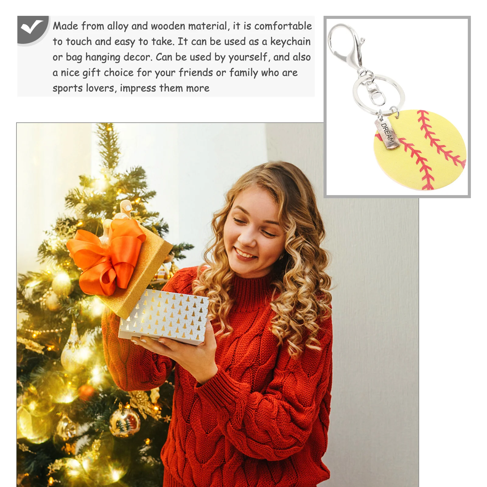 

3Pcs Softball Keychain Premium Alloy Build No Deformation Risk Ideal Gift for Sports Fans Keychains for Boys Bag Decorations