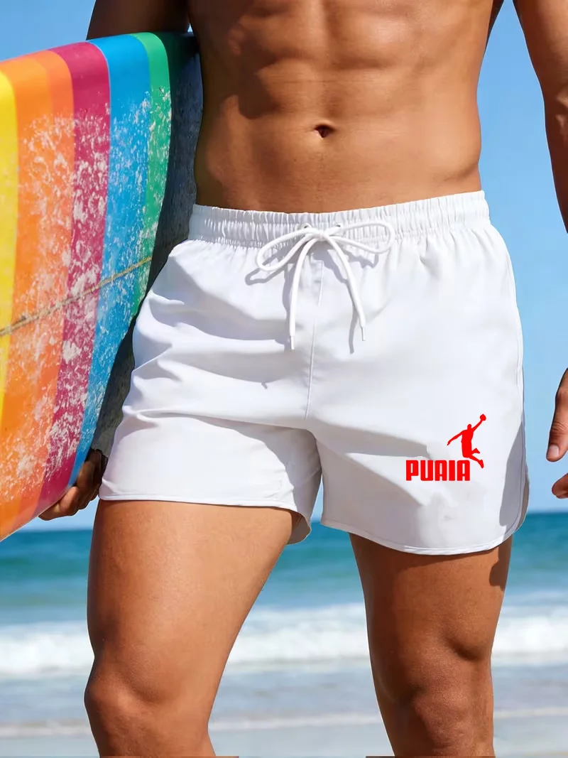 Summer novelty men's beach shorts with drawstring design in multiple colors, suitable for water sports and beach parties
