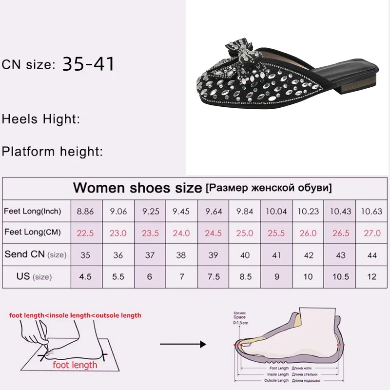 Summer Women Slippers Mules Shoes New Fashion Rhinestone Sandals Lazy Shoes Vacation Beach Leisure Half-Drag Woman Elegant