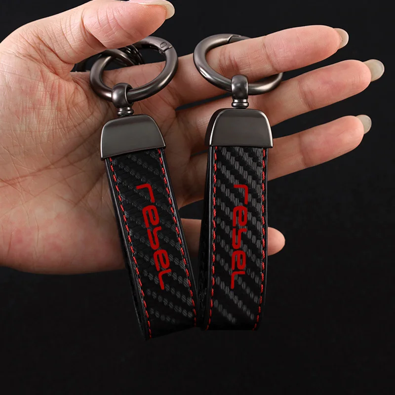 NEW Motorcycle Carbon Fiber Leather Keychain Horseshoe Buckle Jewelry for Rebel CMX 300 500 CMX300 CMX500 Motorcycle Accessories