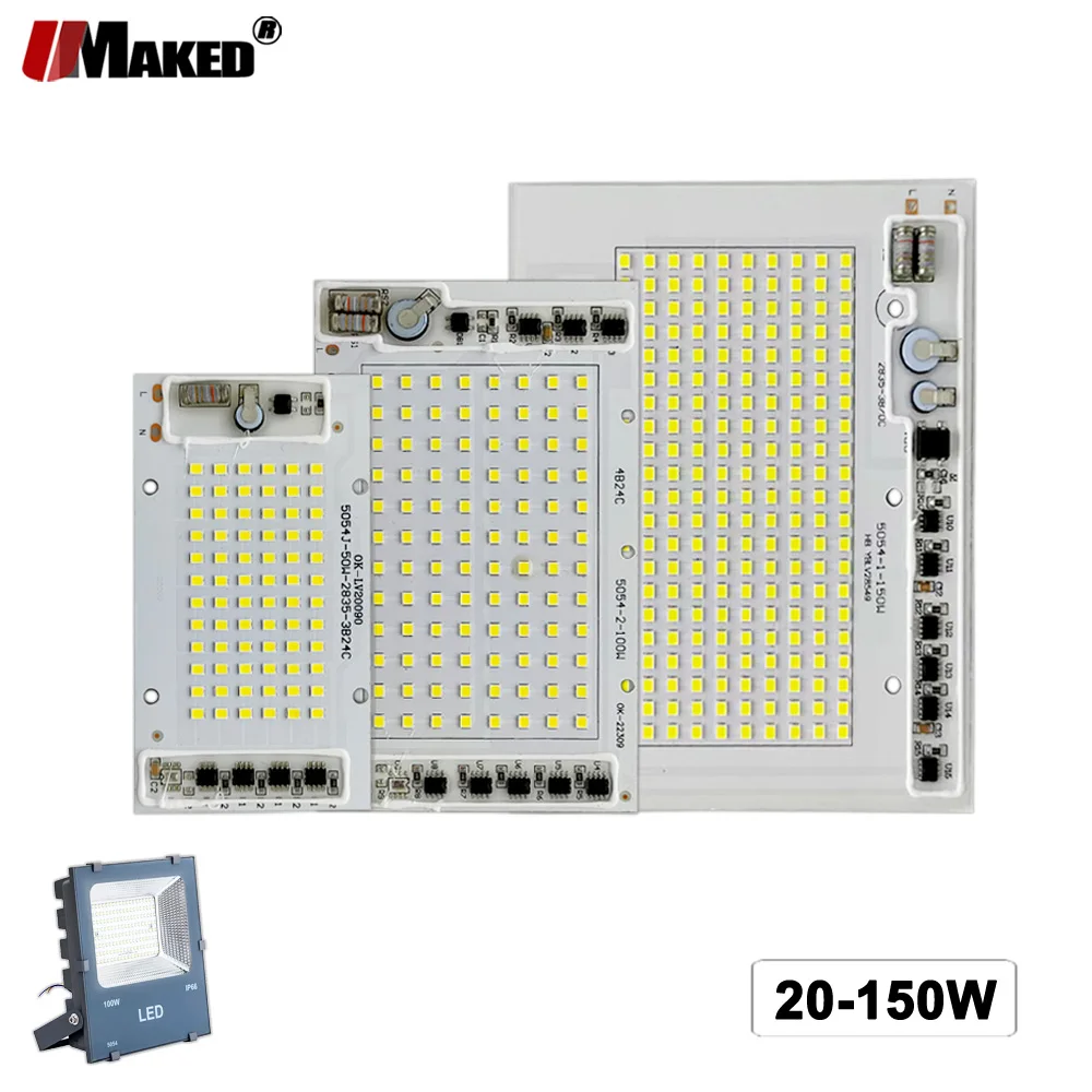 

10PCs AC220V LED Floodlight Plate Replace PCB 20W 30W 50W 100W 150W Full Power Light Source Panel For Outdoor Lamps Repair Chips