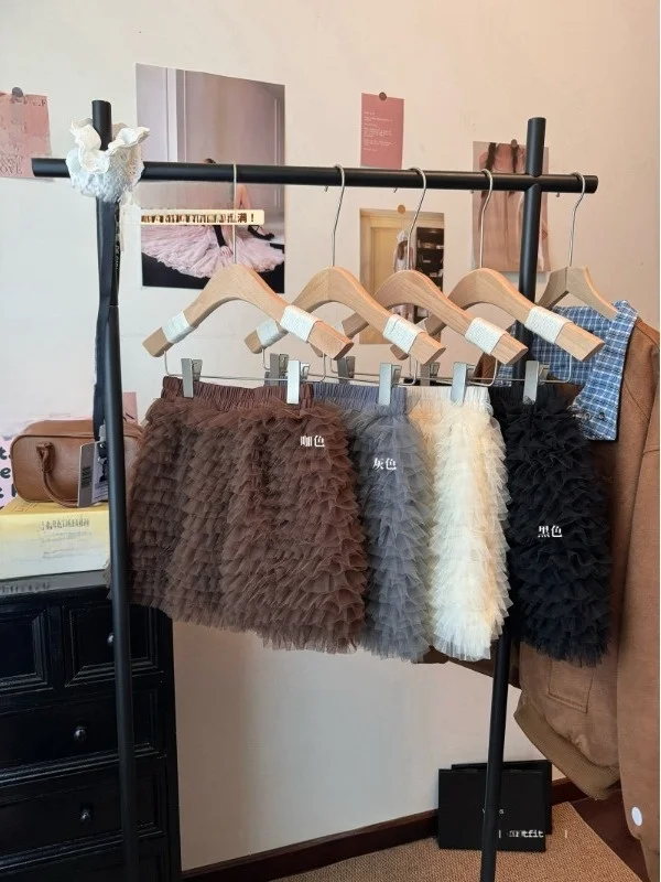 

Нежная и дерзкая многослойная юбка-сетка с завышенной талией, облегающая короткая юбка для женщин, весна 2026, новый стиль, корейский стиль, для повседневной носки