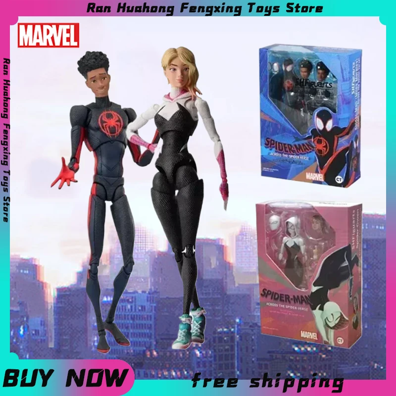 Shf Anime Spider-man Figuarts Miles Morales Gwen Action Figures Gwen Spider Woman Figurine Spiderman Figure Pvc Model Doll Toys