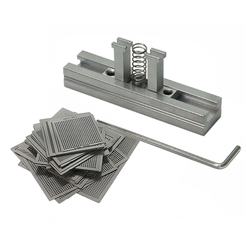29pcs Universal Direct Heating BGA Stencils Templates + Reballing Jig For Chip Rework Repair Soldering Kit