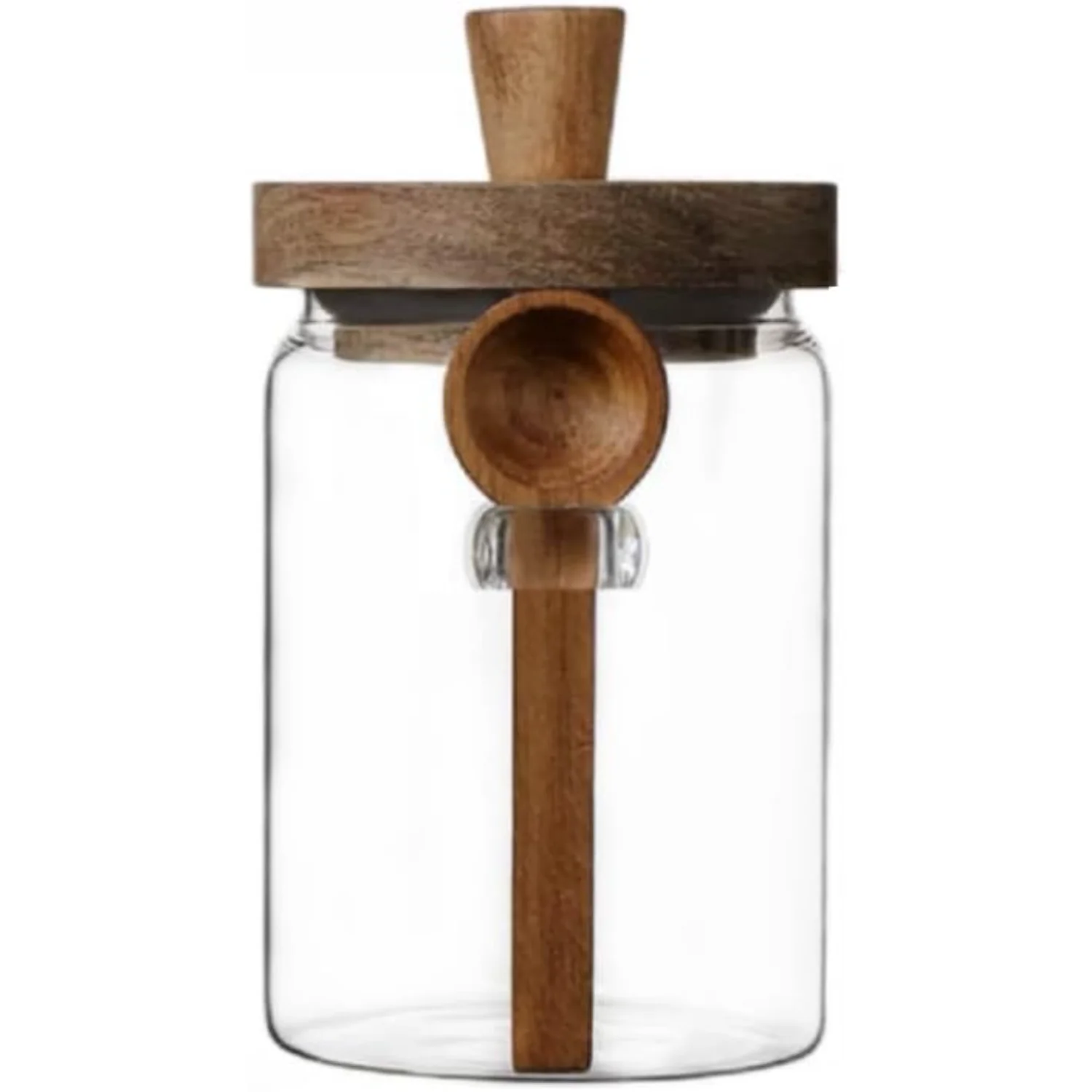 Glass Jar with Wooden Lid & Spoon, 27oz Food  Containers Coffee Jar Coffee Grounds Container, Coffee and Food  Canister