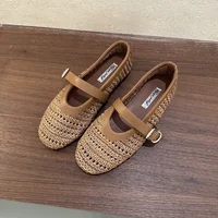 2026 Summer Breathable Hollow out Weave Women Ballet Flats Fashion Mary Janes Soft Soles Walking Loafers Casual Girls Shoes - Image 3