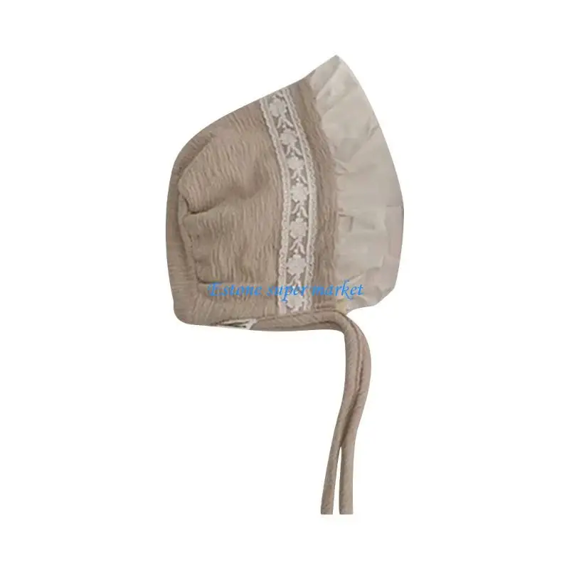 090B Kanten hoed Prinses meisje Katoenen motorkap Cap Zonbeschermingshoed voor baby 0-1