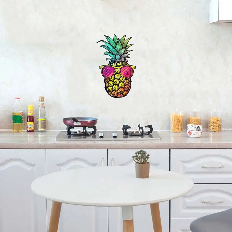 Pineapple with Sunglasses Sticker Wall Sticker Home Decoration Decals for Refrigerator Kitchen Living Room Walls Decor S388