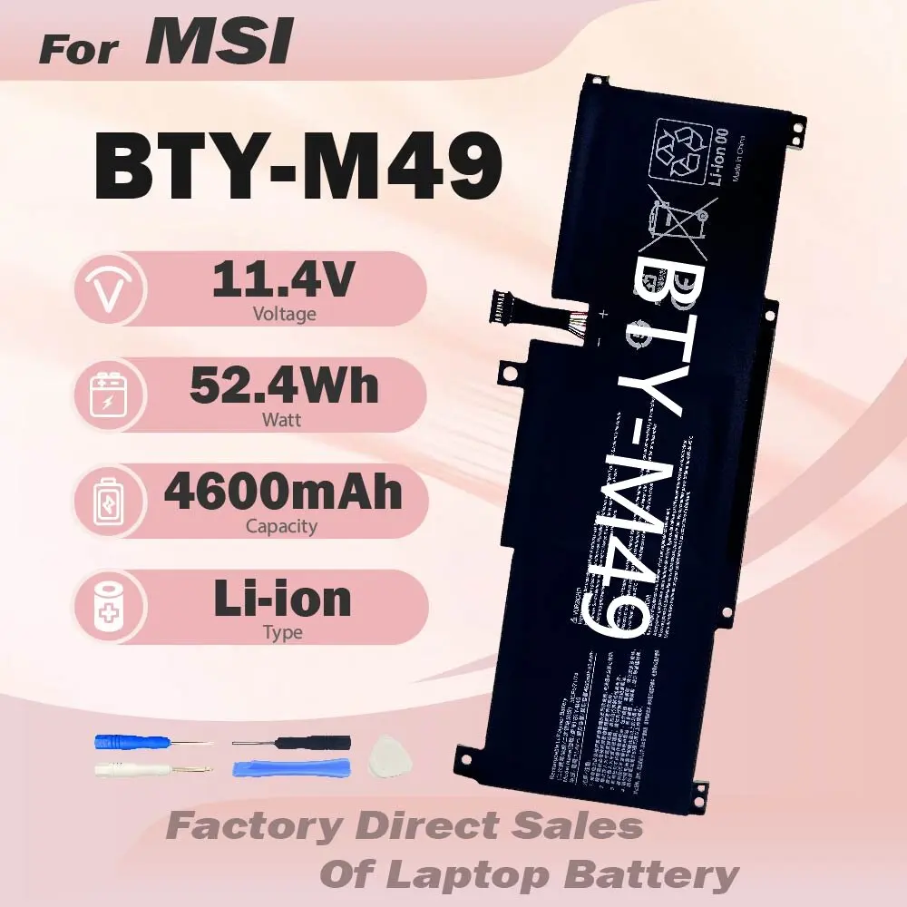 BTY-M49 Laptop Battery For MSI Prestige 14 A10SC A10RB B10MW A10SC-009 B10MW-017US MS-14C2 A10RAS A11SCX Summit E14 A11SC