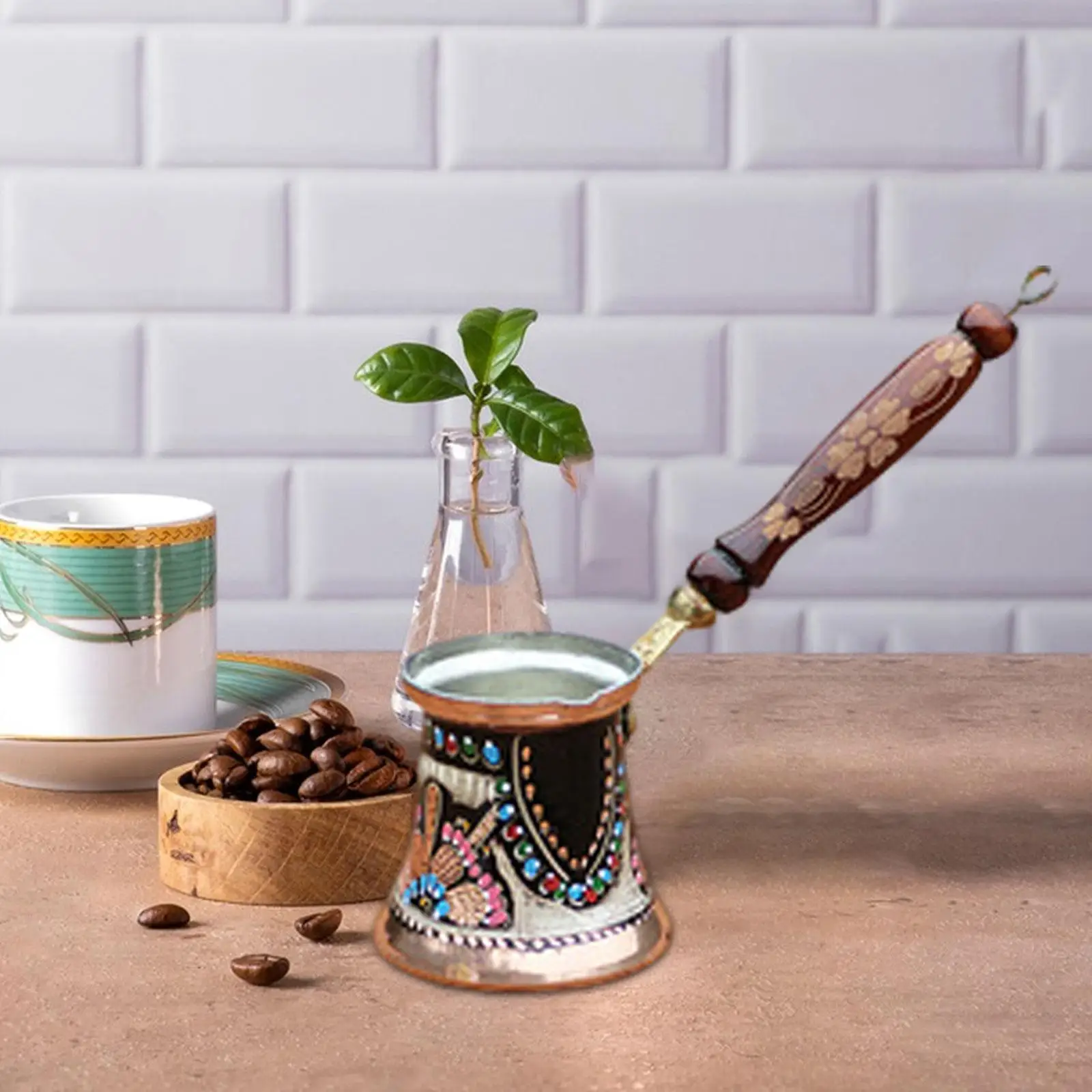 

Turkiye Coffee Pot Coffee Mug Multifunctional Sturdy Handcrafted Copper Coffee Pot Turkish Copper Coffee Pot for Kitchen Home