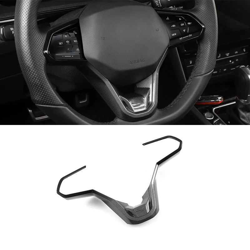 ABS Carbon Fiber Pattern Steering Wheel Decorative Sticker Trim Interior Accessories for Volkswagen Golf 8 VW MK8 2021 2022