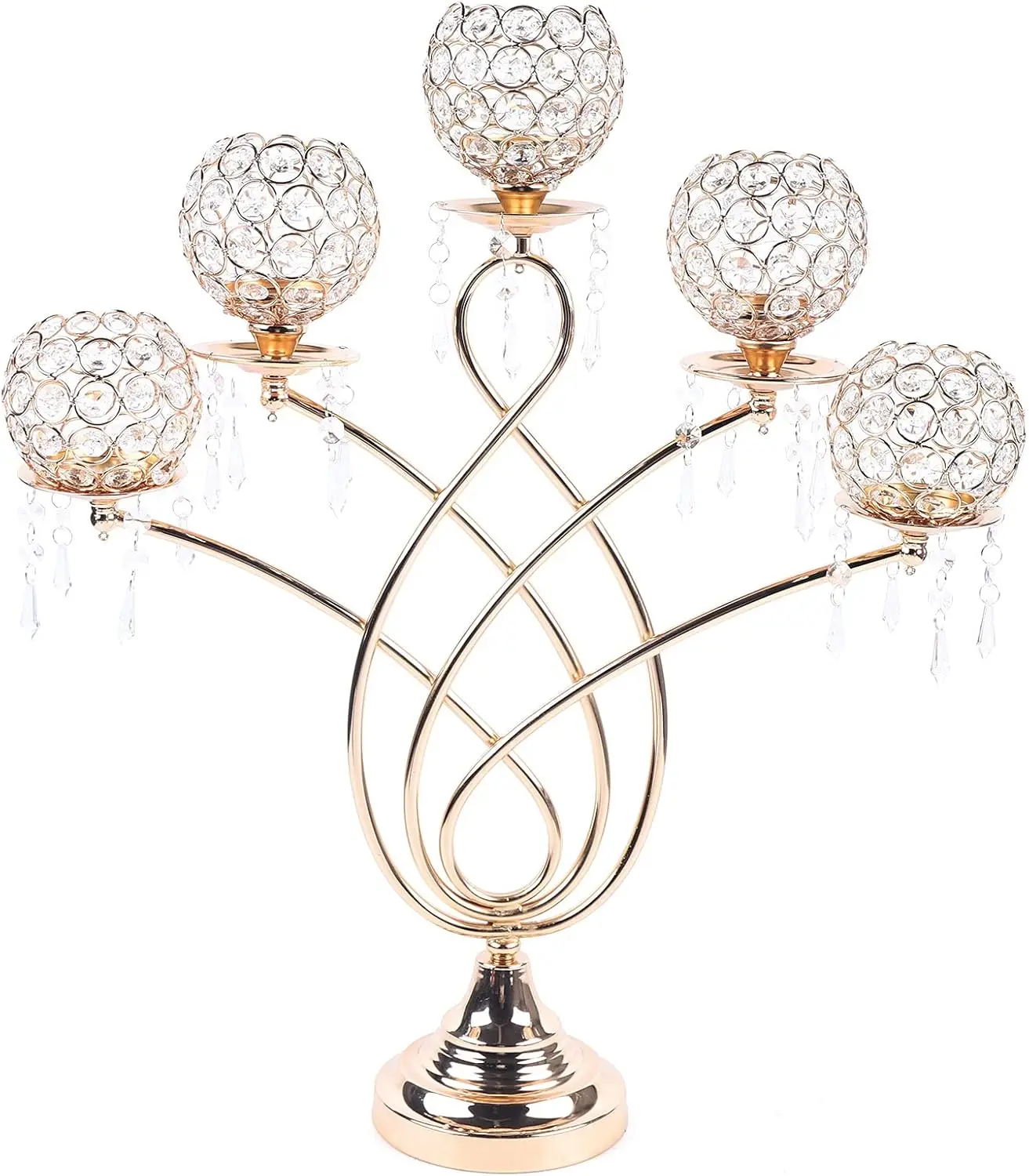 

Золотые хрустальные подсвечники, декоративная центральная часть канделябры, 5-полосный подсвечник для стола, обеденного стола, домашнего декора, свадьбы