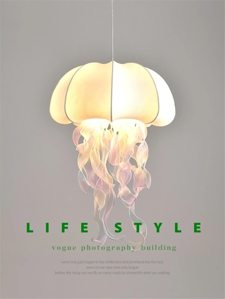 

Modern Romantic Jellyfish Shape Pendant Light Restaurant Bar Art Deco Hanging Lights Cafe Hotel Bedroom Dining Room Pendant La