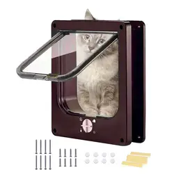 Cat Door With Flap Pet Door Easy Set-Up 4 Ways Locking Weatherproof Convenient Safe Cat Doors Pet Supplies For Window Cabinets