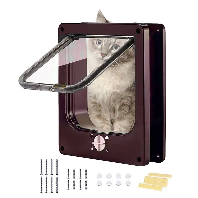 Cat Door with Flap Pet Door, Easy Set-Up, 4 Ways Locking, Weatherproof Safe Cat Doors, Pet Supplies, Window Cabinets