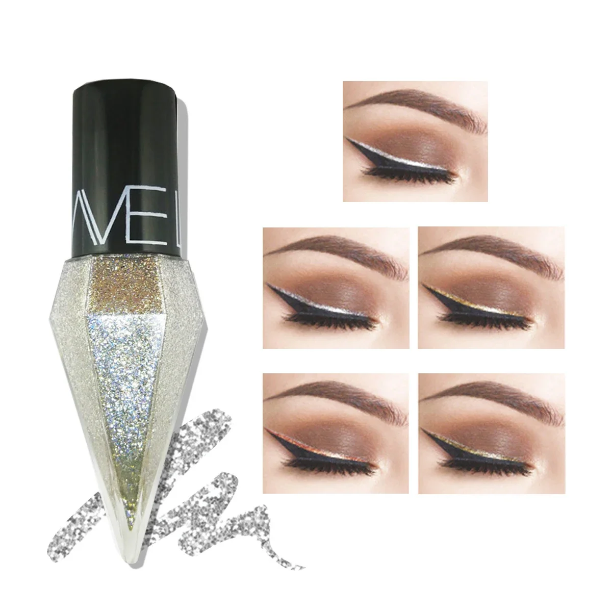 Shiny Eye Liners Set Pigment Silver Gold Color Liquid Glitter Eyeshadow Professional Eyeliner Beauty Cosmetics Makeup for Women