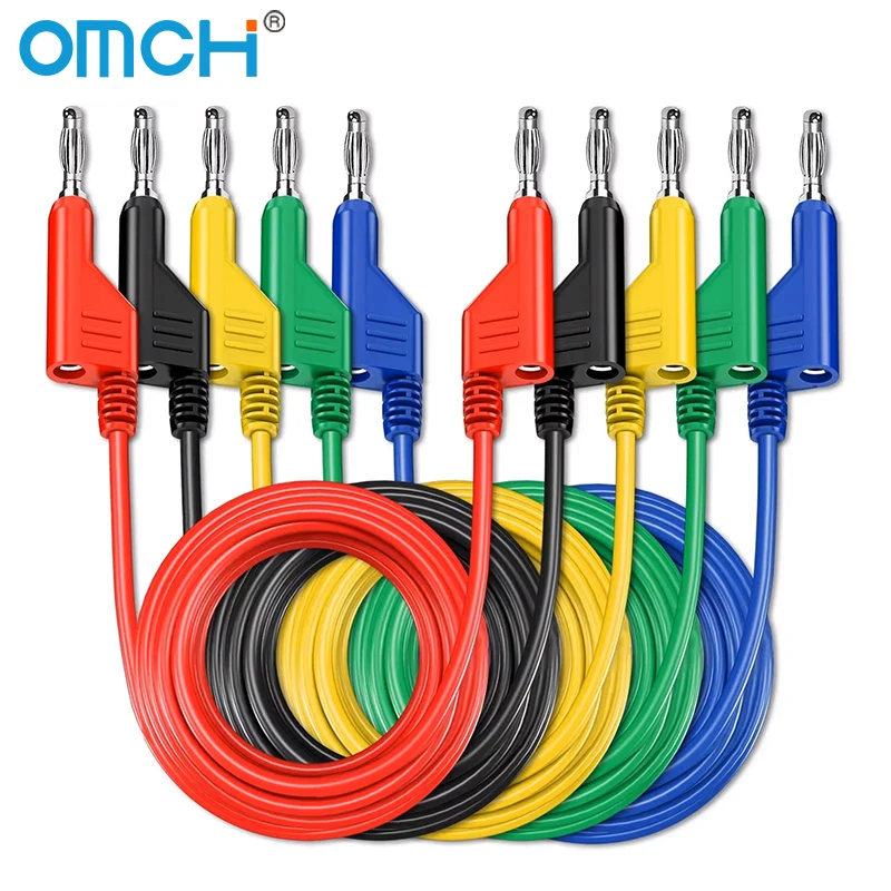 Podwójne, sztaplowane przewody pomiarowe do multimetru z wtyczką bananową, kabel 1 m, 1000 V, 15 A, 4 mm, P1036, 2 szt., 5 szt.