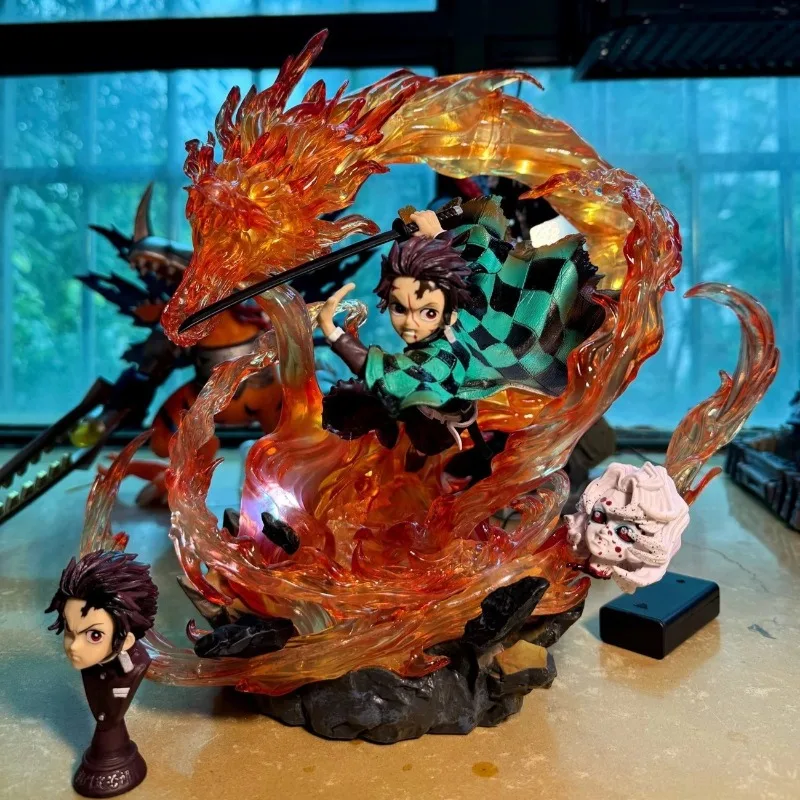 

30cm Kimetsu no Yaiba Anime peripherals Kamado Tanjirou Figure model can glow Desktop ornaments collection Toy gifts for friends