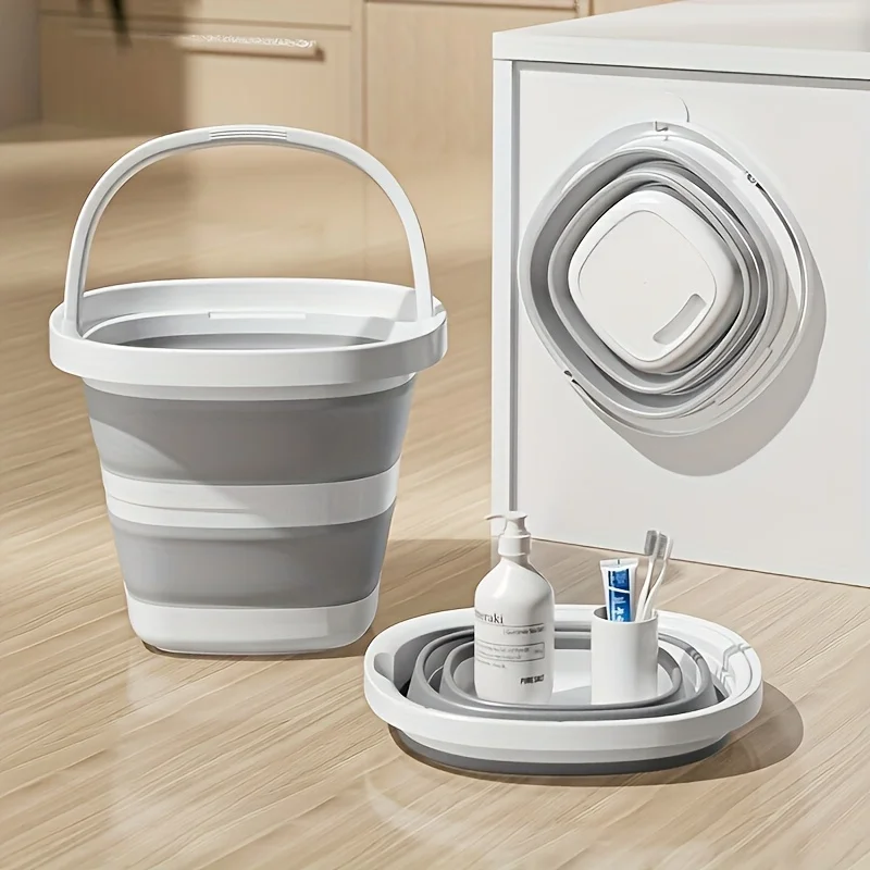 دلو قابل للطي متعدد الوظائف، محمول لصيد الأسماك في الهواء الطلق، وتخزين المنزل، والغسيل ونقع القدم. توفر المساحة، سعة كبيرة. #4