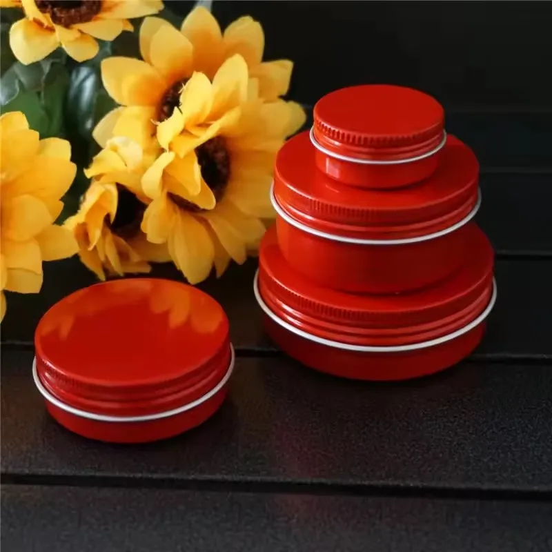 20/50/100pcs 10/15/30/50/60/80/100g Aluminium doos Lege Rode Deksels Blikjes Ronde Metalen Ceam Jar Cosmetische Containers Groothandel