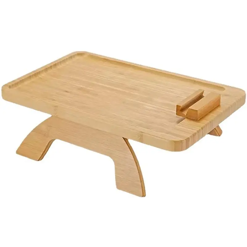 A72P 1 Piece Sofa Clip On Side Table For Wide Couches With 360° Rotating Phone Holder For Eating/Drinks