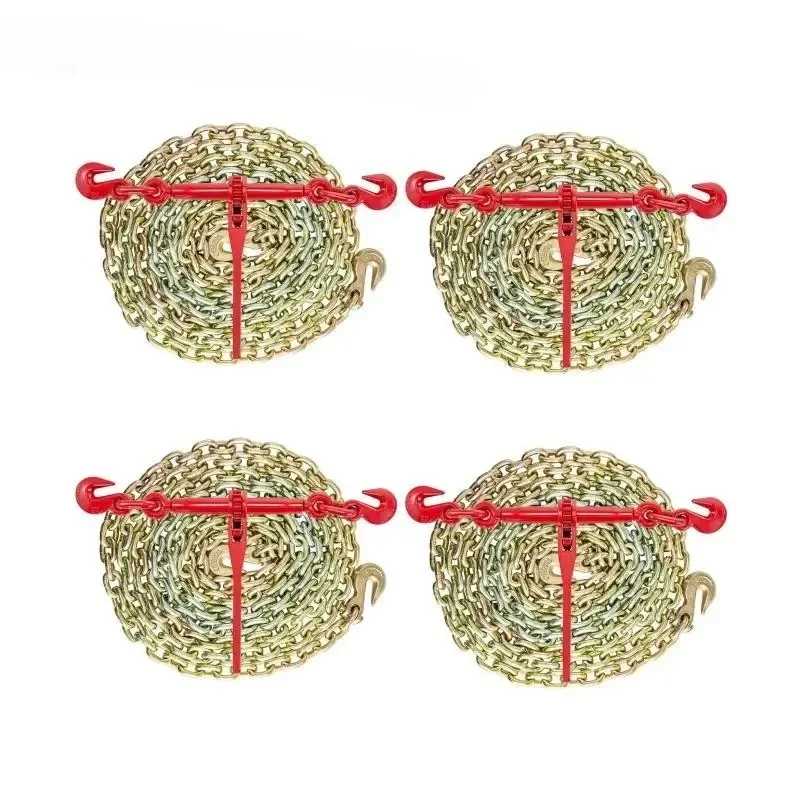 Chain And Binder Kit Ratchet Load Binder 3/8Inch-1/2Inch Adjustable Range With 10Ft Chains Hauling Heavy Duty Industry