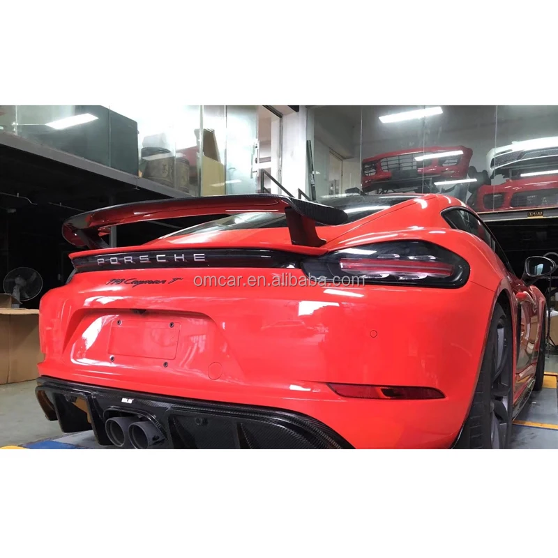 Car Accessories For Porsche Cayman No Punching Installation Carbon Fiber Rear GT Spoiler Wing For Porsche 981 718 982 Cayman